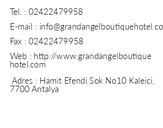 Grand Angel Boutique Hotel iletiim bilgileri